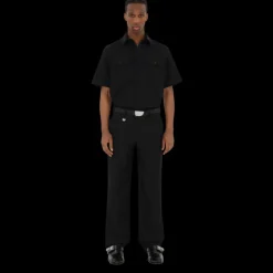 BURBERRY Chemise manche courte coton noir broderie chevalier équestre