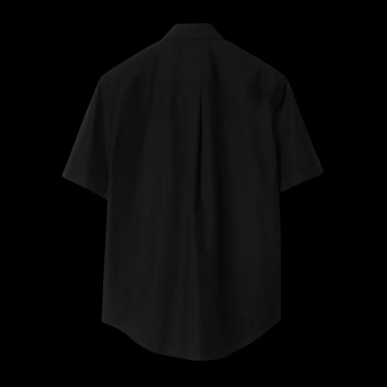 BURBERRY Chemise manche courte coton noir broderie chevalier équestre