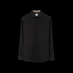 BURBERRY Chemise Sherfield coton stretch blanc broderie chevalier équestre