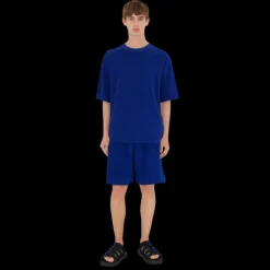 BURBERRY Short en coton éponge bleu roi cavalier blanc poche