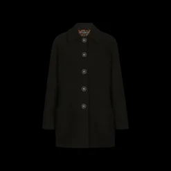 Caban DOLCE & GABBANA court crêpe viscose laine noir logo DG
