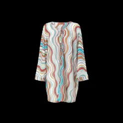 Caftan MISSONI manches longues viscose multicolore motif vague lamé
