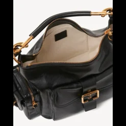 Camera bag Sac porté épaule CHLOE cuir buffle brillant noir