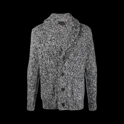Cardigan BRIONI col châle cachemire soie gris noir