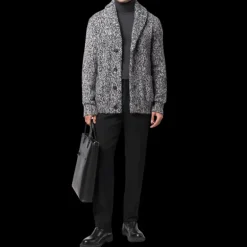 Cardigan BRIONI col châle cachemire soie gris noir