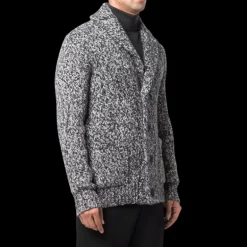 Cardigan BRIONI col châle cachemire soie gris noir
