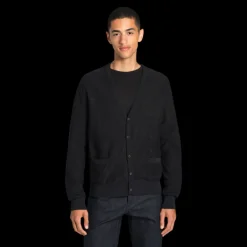 Cardigan col v BERLUTI coton bleu marine Scritto