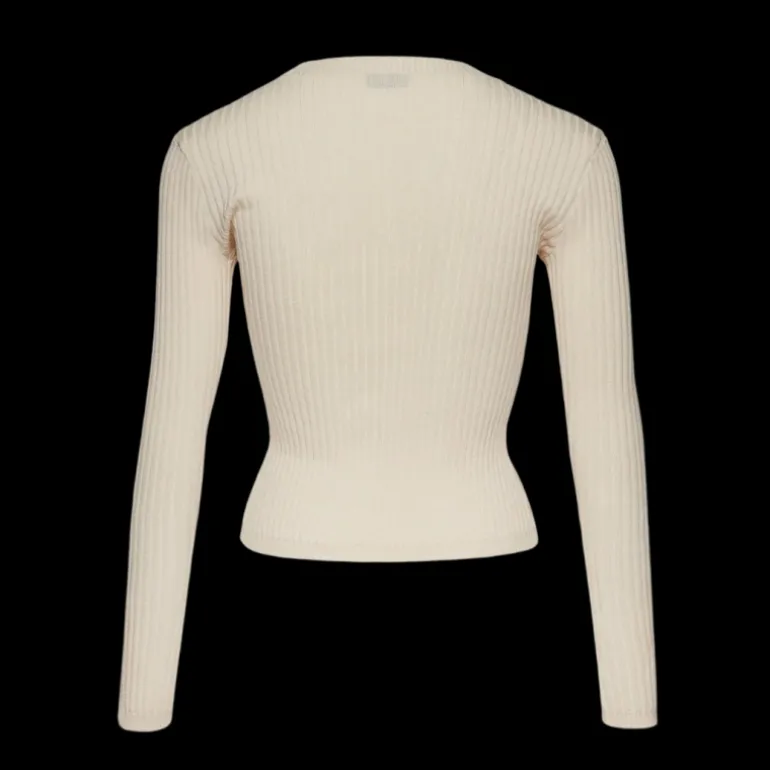 Cardigan col V MAGDA BUTRYM soutien-gorge crochet coton côtelé crème