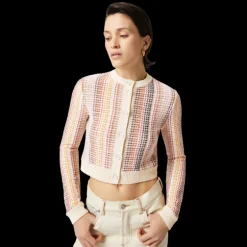 Cardigan MISSONI col rond à boutons Caperdoni multicolore rose orange