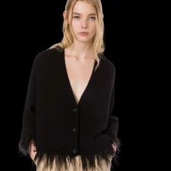 Cardigan PHILOSOPHY DI LORENZO SERAFINI col V cachemire laine recyclé noir bas plumes