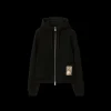 Cardigan zippé à capuche BURBERRY coton noir patch étiquette check beige