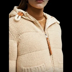 Cardigan zippé MONCLER matelassé à capuche laine beige