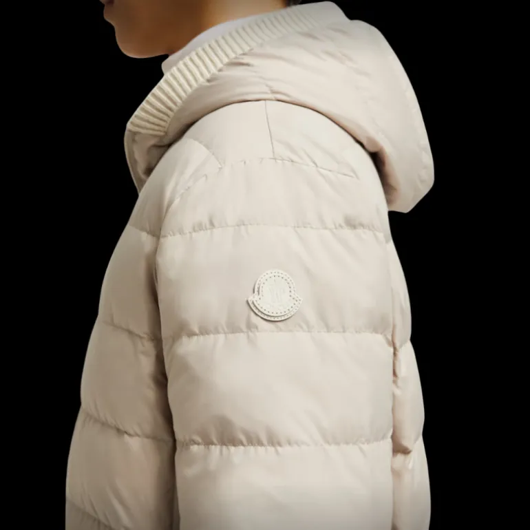 Cardigan zippé réversible MONCLER à capuche laine cachemire beige