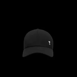 Casquette AMI Paris sergé technique nylon et coton noir cœur métal
