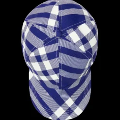 Casquette baseball BURBERRY laine carreaux check blanc bleu