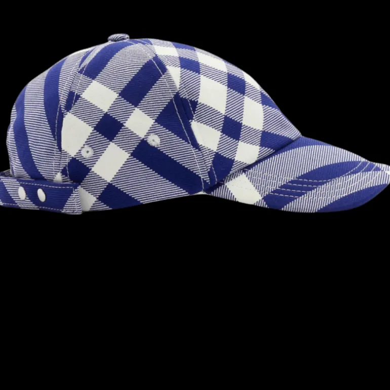 Casquette baseball BURBERRY laine carreaux check blanc bleu