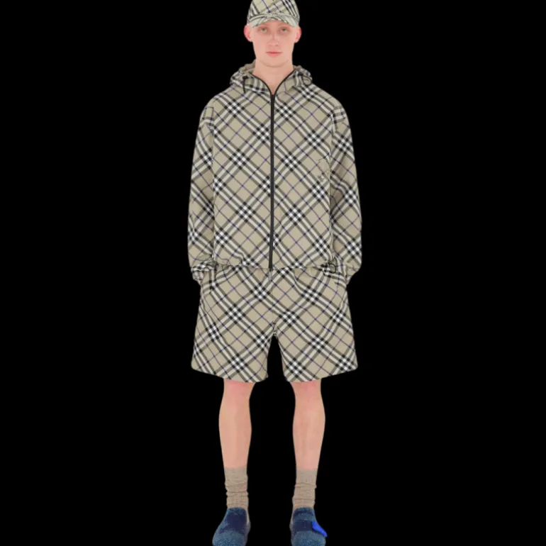 Casquette baseball BURBERRY coton gris carreaux check bleu broderie EDK