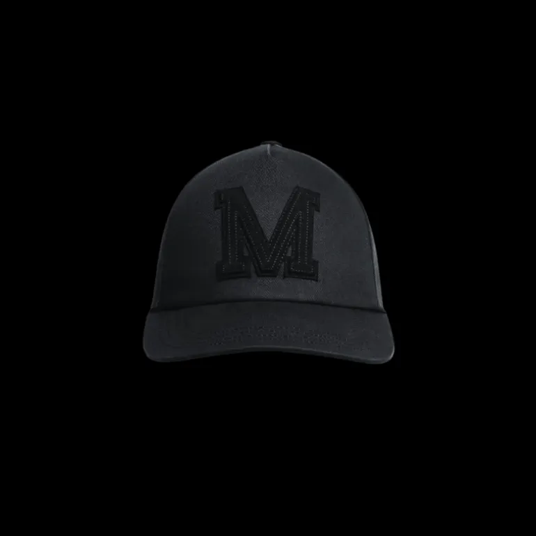 Casquette Baseball MONCLER gabardine coton noir logo M velours