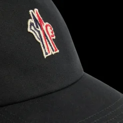 Casquette baseball MONCLER coton noir logo tricolore Grenoble