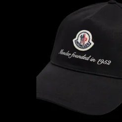 Casquette baseball MONCLER gabardine coton noir logo écriture 1952