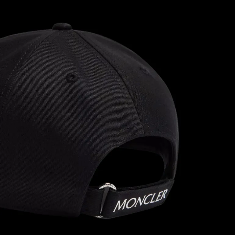 Casquette baseball MONCLER gabardine coton noir logo écriture 1952