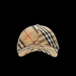 Casquette BURBERRY baseball coton carreaux check beige broderie EDK