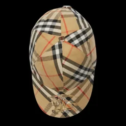 Casquette BURBERRY baseball coton carreaux check beige broderie EDK