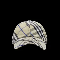 Casquette BURBERRY coton Check carreaux gris bleu Equestrian Knight