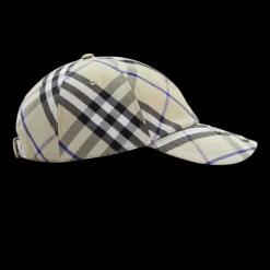 Casquette BURBERRY coton Check carreaux gris bleu Equestrian Knight