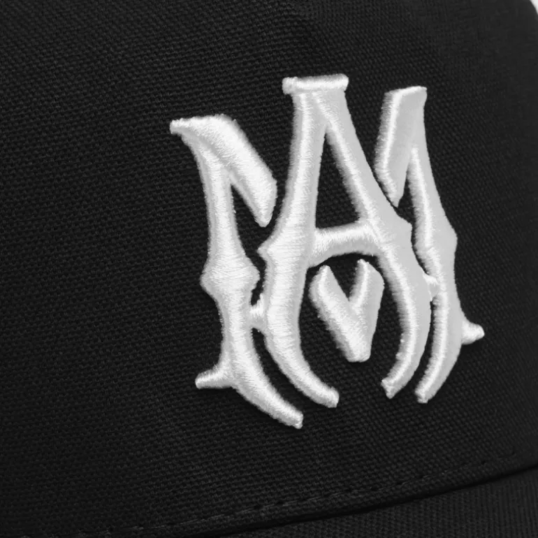 Casquette Camionneur AMIRI coton noir filet logo MA Blanc