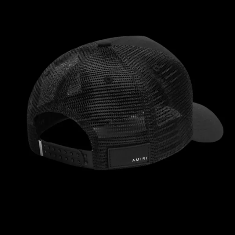 Casquette Camionneur AMIRI coton noir filet logo MA Blanc