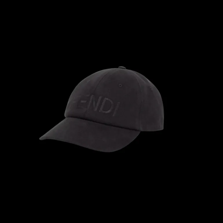 Casquette de baseball coton noir broderie FENDI noir
