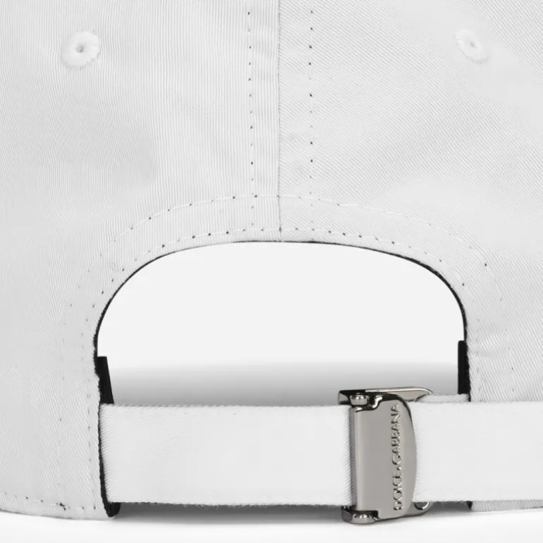 Casquette de baseball DOLCE & GABBANA coton stretch blanc plaque métal logo