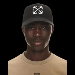 Casquette De Baseball OFF WHITE coton noir croix flèche blanc