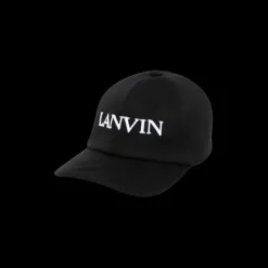 Casquette LANVIN cachemire laine noir logo blanc