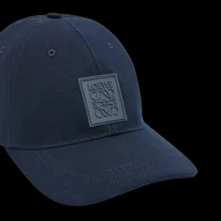 Casquette LOEWE toile bleu marine patch anagram gomme