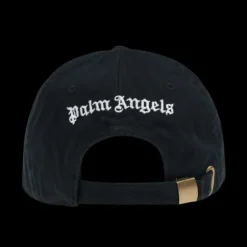 casquette PALM ANGELS coton noir motif monogrammé PA blanc
