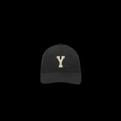 Casquette universitaire SAINT LAURENT coton noir patch Y beige