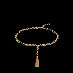 Ceinture ajustable CHLOE chaine dorée Pompoms