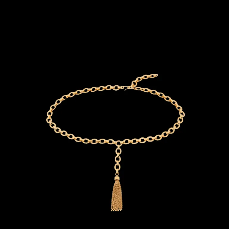 Ceinture ajustable CHLOE chaine dorée Pompoms