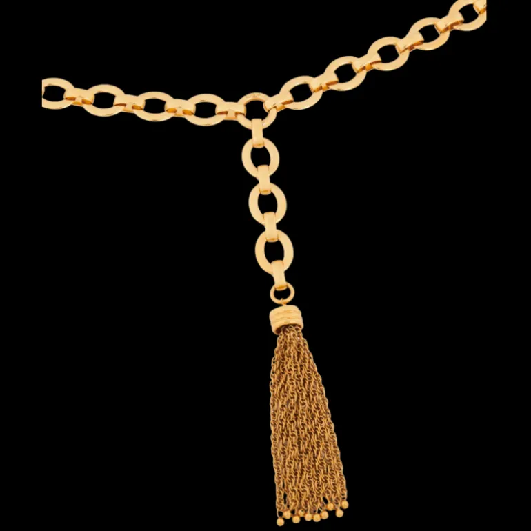 Ceinture ajustable CHLOE chaine dorée Pompoms