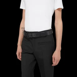 Ceinture ALEXANDER MCQUEEN cuir noir boucle métal noir tête de mort