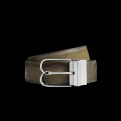 Ceinture réversible BERLUTI cuir Venezia kaki Scritto