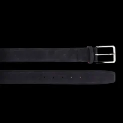 Ceinture SANTONI classique daim gris anthracite boucle argentée
