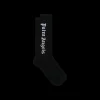 Chaussettes PALM ANGELS coton côtelé noir logo écriture blanc