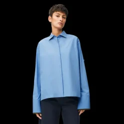 Chemise à revers LOEWE popeline coton bleu broderie anagramme