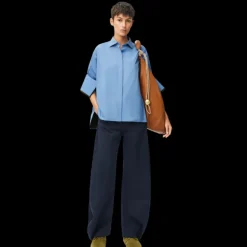 Chemise à revers LOEWE popeline coton bleu broderie anagramme