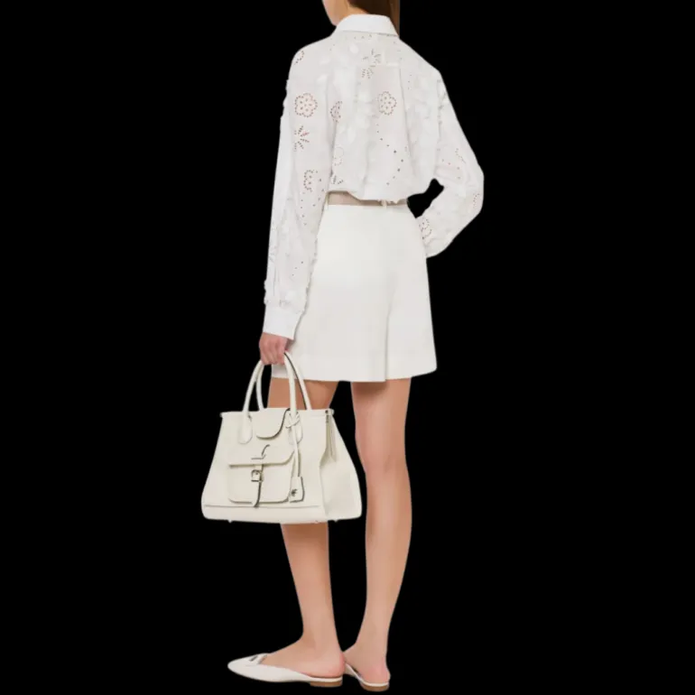 Chemise ALBERTA FERRETTI coton blanc broderie anglaise