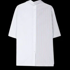 Chemise ample LANVIN coton blanc rayures multicolore patch dos