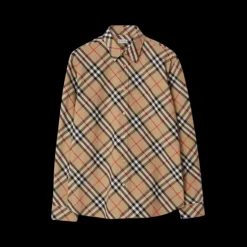 Chemise BURBERRY manches longues coton check beige